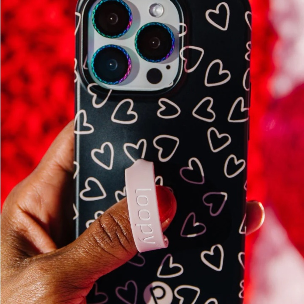 Loopy Cases Black Heart Pattern Phone Case by Loopy Cases for iPhone 15 Pro Max - Picture 3 of 6